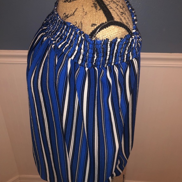 New Blue striped blouse off the shoulder - Picture 2 of 3